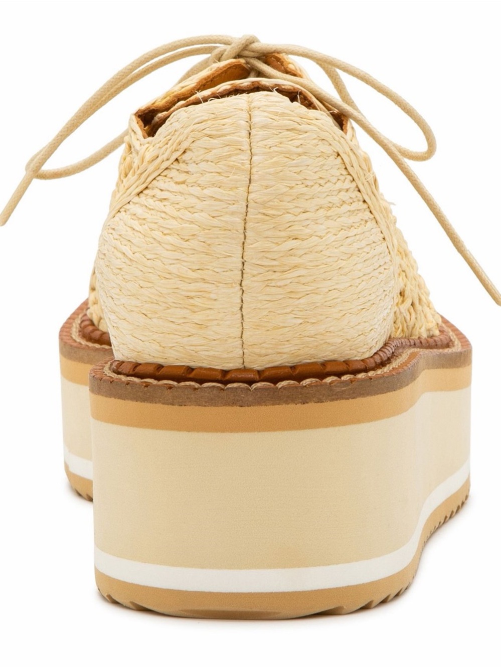 Clergerie Borril Raffia Platform Oxfords Cream Lace-Up EU 36.5 US 6 - 6.5 - Picture 7 of 14